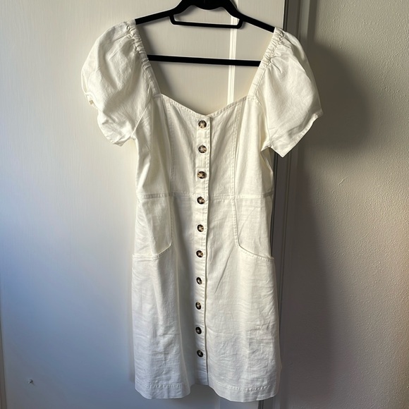 Madewell Linen-Cotton Puff-Sleeve Mini Dress (white, size 4) - Picture 3 of 7